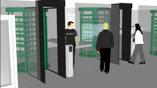 Security full height turnstiles secure distribution centers from theft