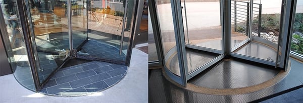 When installing a revolving door, make sure the floor is completely level and that the material will not damage