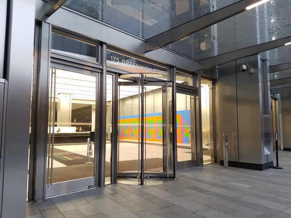 Architectural Revolving Doors with Security Features for Afterhours Access and Emergency Remote Locking